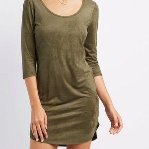Suede Bodycon Mini Dress - Moss Green